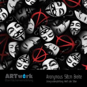 ARTwork, Wassertransferdruck, Folie Anonymous, guy fawks masks, 50cm Breite