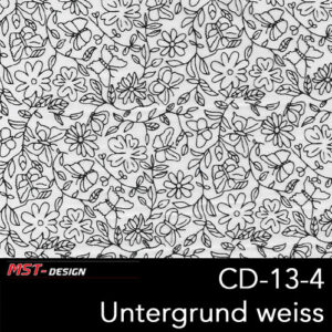 MST-Design, Wassertransferdruck, Folie CD-13-4, Blumen Style, Untergrund weiß
