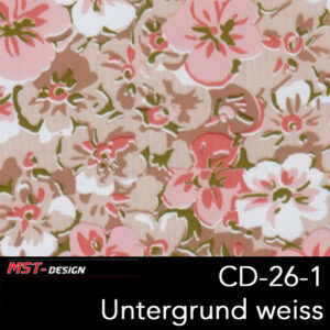 MST-Design, Wassertransferdruck, Folie CD-26-1, Blumen Style, Untergrund weiß