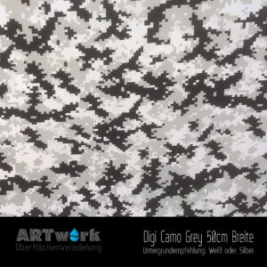 ARTwork, Wassertransferdruck, Folie Digital Camouflage Grau, 50cm Breite