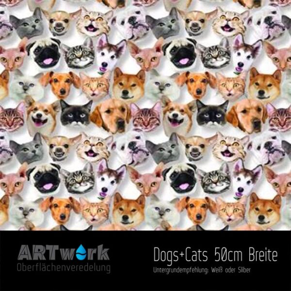 ARTwork, Wassertransferdruck, Folie Dogs + Cats, 50cm Breite