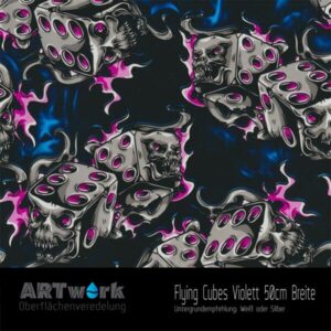 ARTwork, Wassertransferdruck, Folie Dlying Cubes violett, 50cm Breite