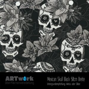 ARTwork, Wassertransferdruck, Folie Mexican Skull Black, 50cm Breite