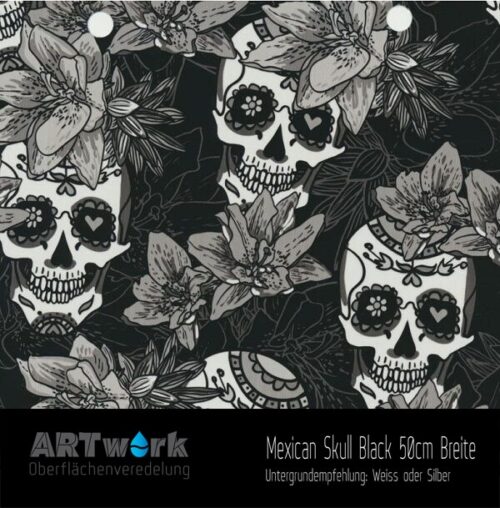 ARTwork, Wassertransferdruck, Folie Mexican Skull Black, 50cm Breite