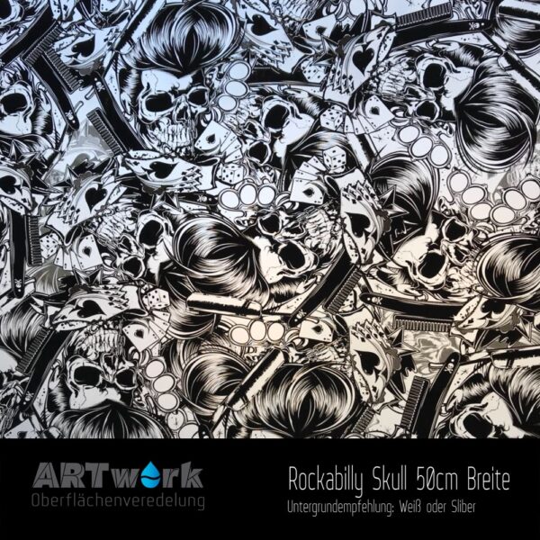 ARTwork, Wassertransferdruck, Folie Rockabilly Skull, 50cm Breite