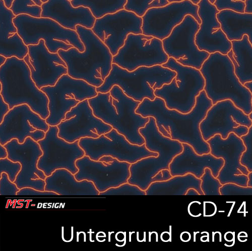 MST-Design, Wassertransferdruck, Folie CD-74, Blitz Style, Untergrund Orange