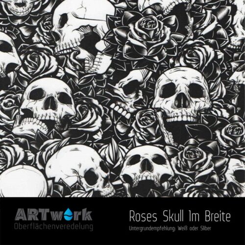 ARTwork, Wassertransferdruck, Folie Rosen und Totenschädel, 1m Breite